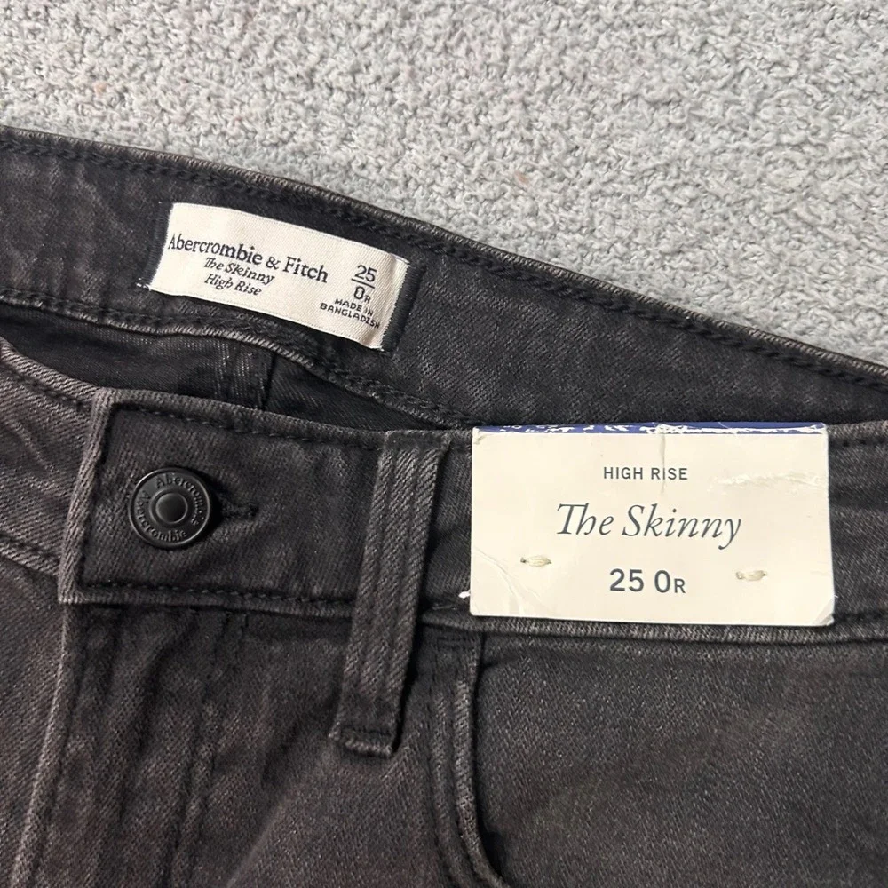 Abercrombie & Fitch Jeans High Rise Skinny 25 0 Black Denim Faded Casual Classic